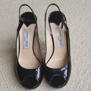 Jimmy choo patent pep toe heels
